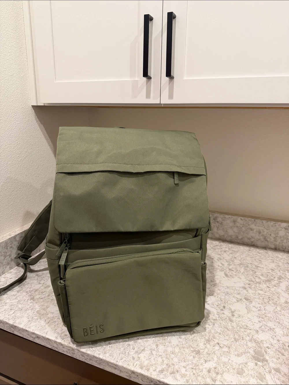 BEIS Olive Green Baby Bag Backpack